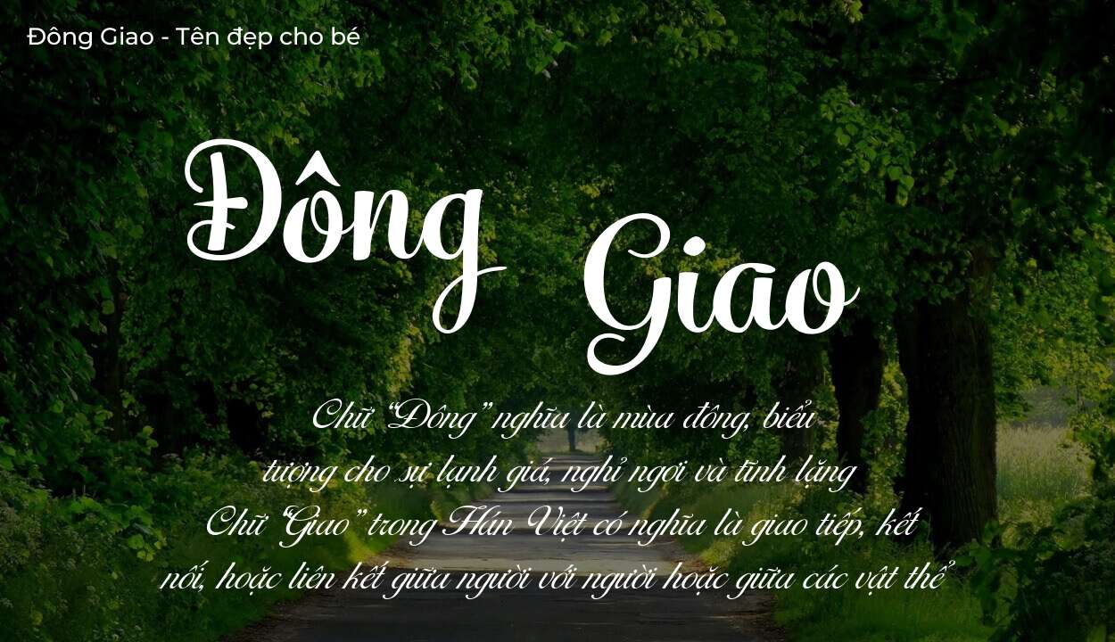 Hé lộ ý nghĩa tên Đông Giao, các tích cách ẩn trong tên Đông Giao?