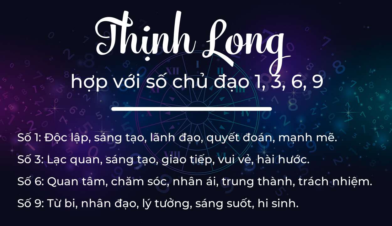 Tên Thịnh Long hợp với người có số chủ đạo 1, 3, 6, 9