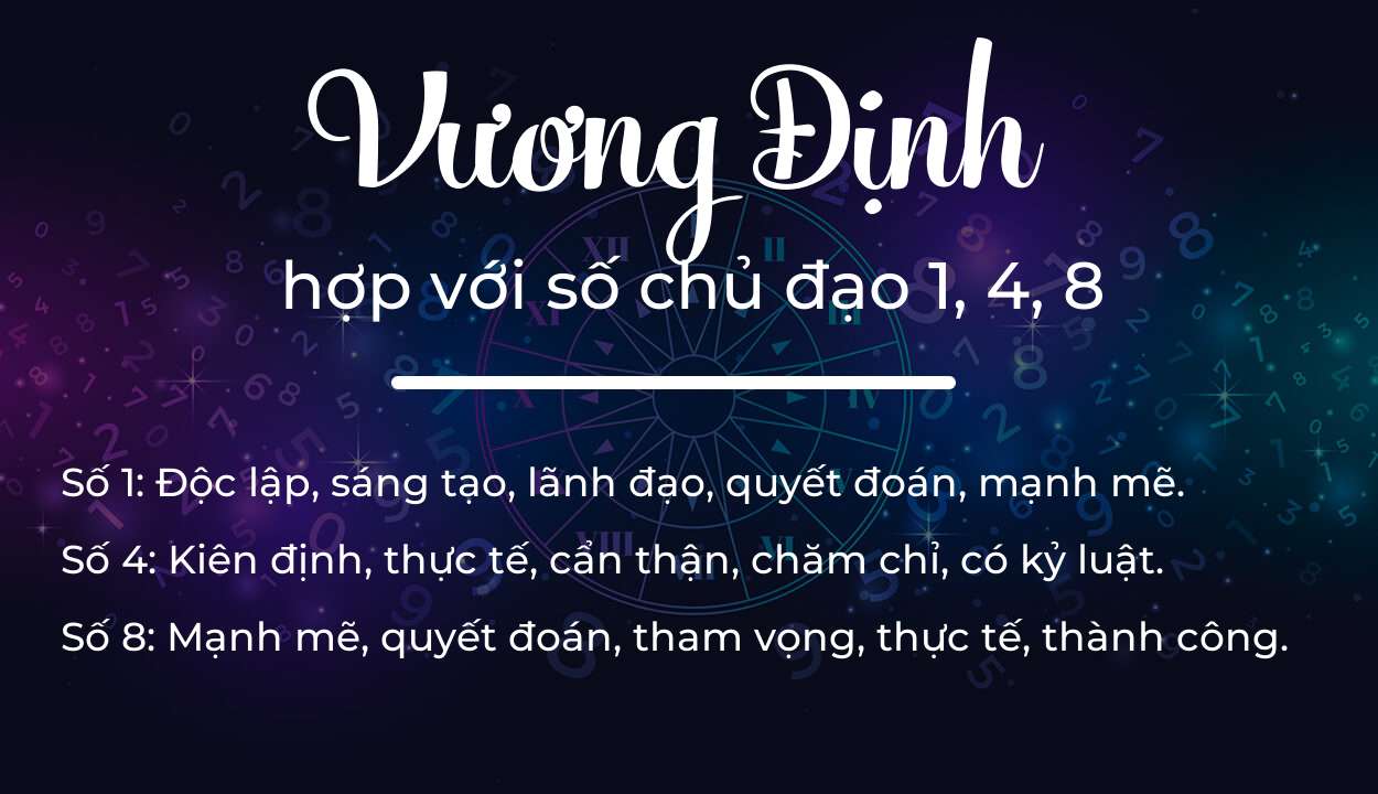 Tên Vương Định hợp với người có số chủ đạo 1, 4, 8